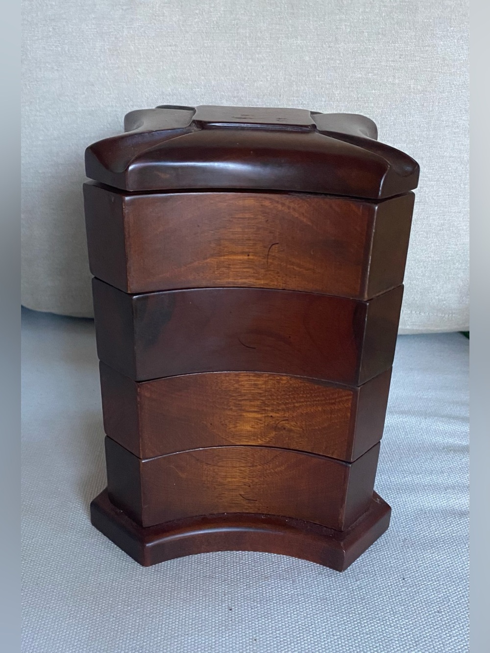 Vintage Bombay Company Wooden 4-Tier Swivel Jewelry Box Organizer